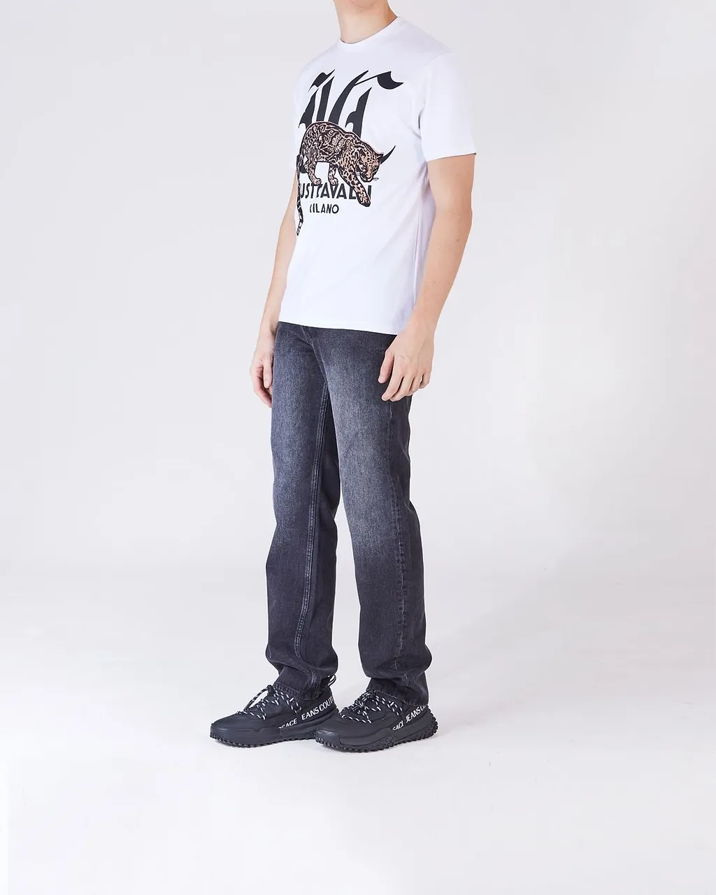 Just Cavalli Gothic Logo Leopard T-Shirt