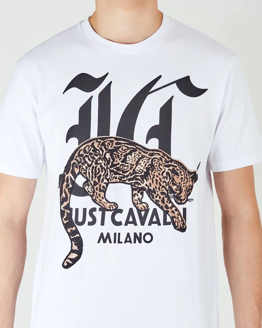 Just Cavalli Gothic Logo Leopard T-Shirt