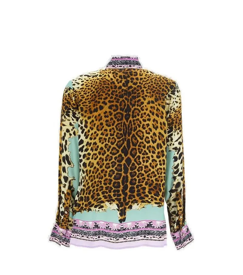 Just Cavalli Mixed-Printed Long-Sleeved Shirt
