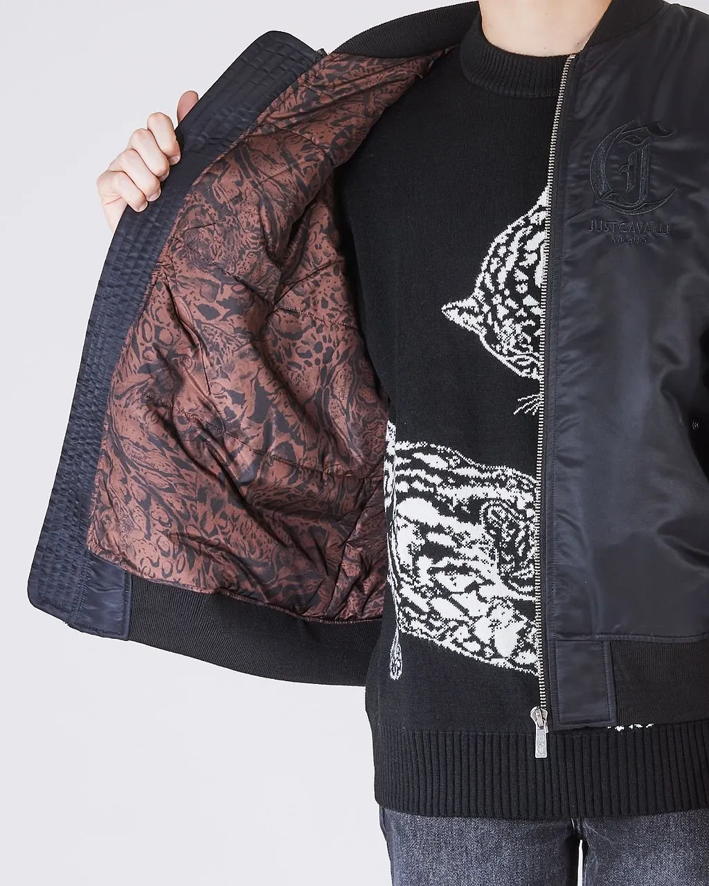 Just Cavalli Monogram Bomber Jacket