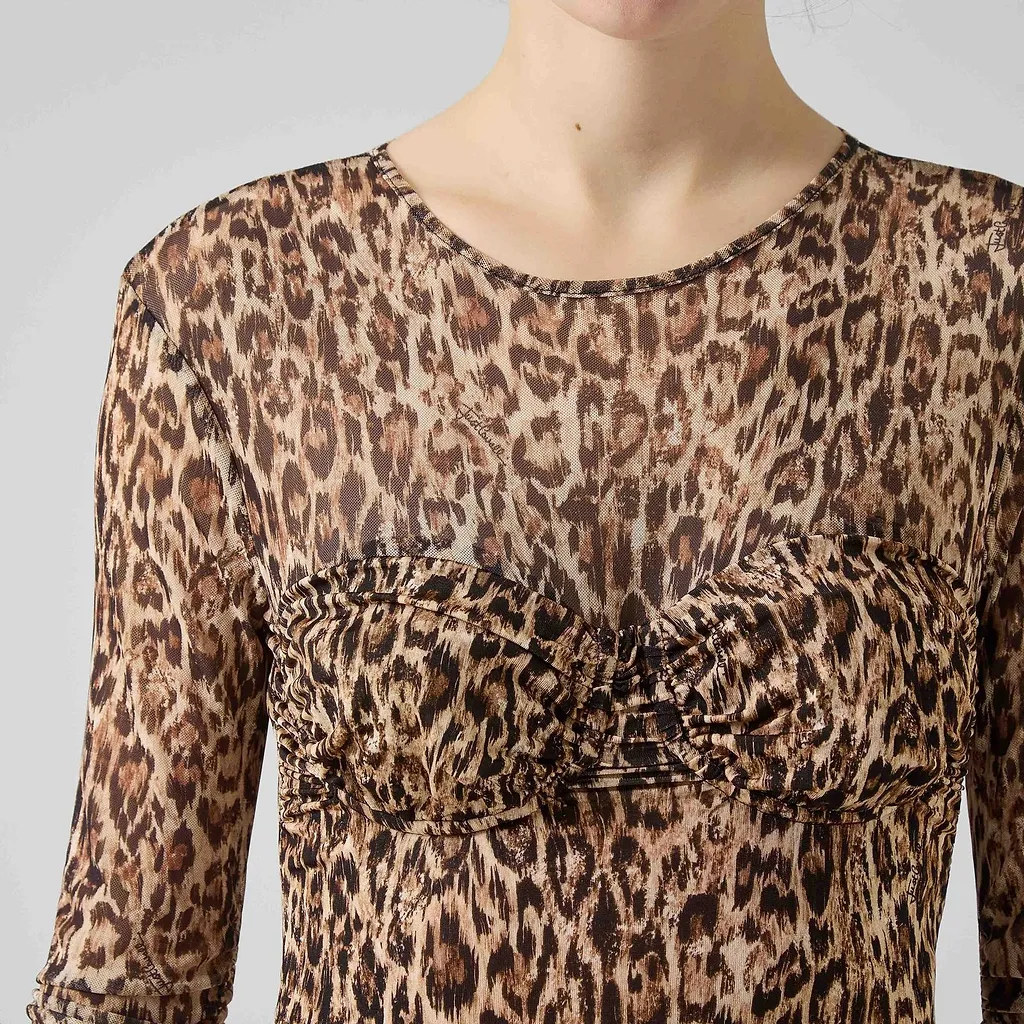 Just Cavalli Sheer Printed Bustier Knitted Top