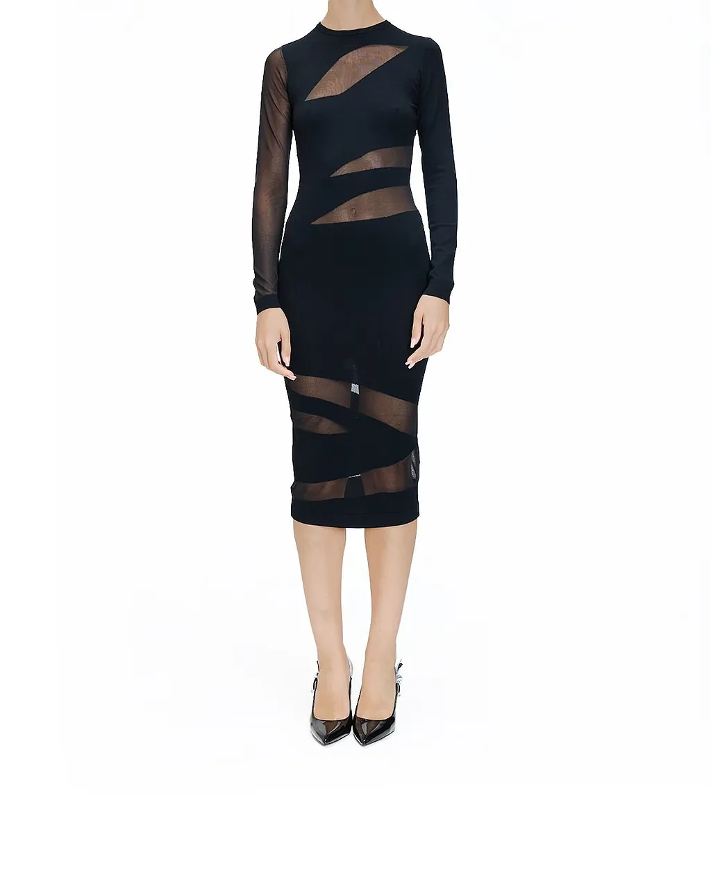 Just Cavalli Sheer Panel Midi Dress