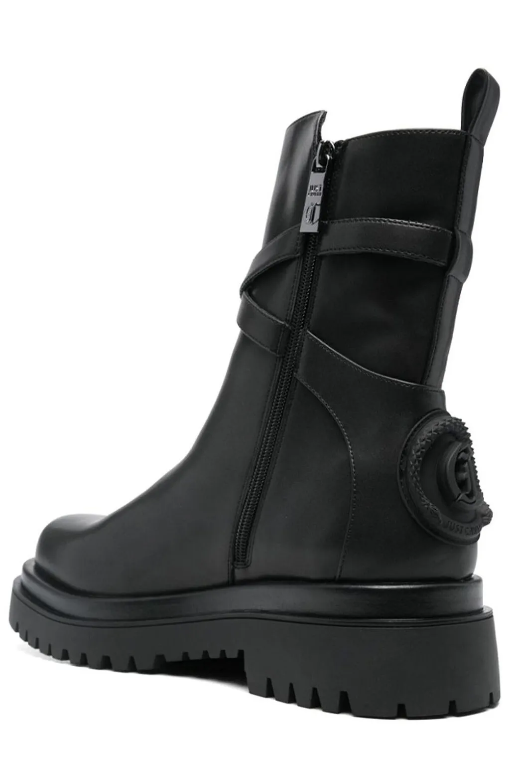Just Cavalli Strap Detail Round Toe Ankle Boots