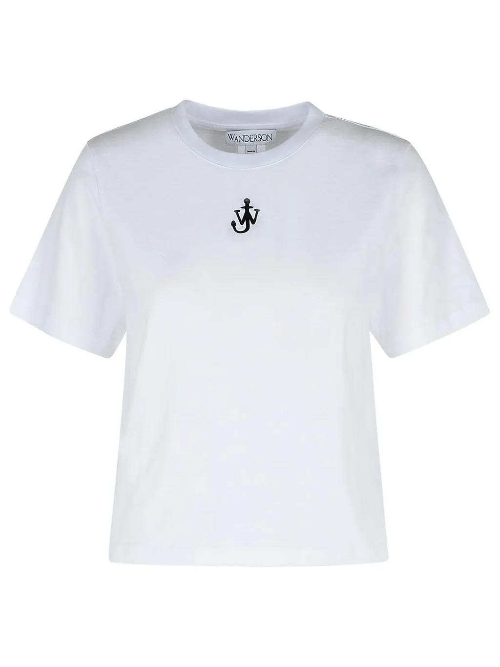 Jw Anderson Anchor Embroidery Panelled Cropped T-Shirt