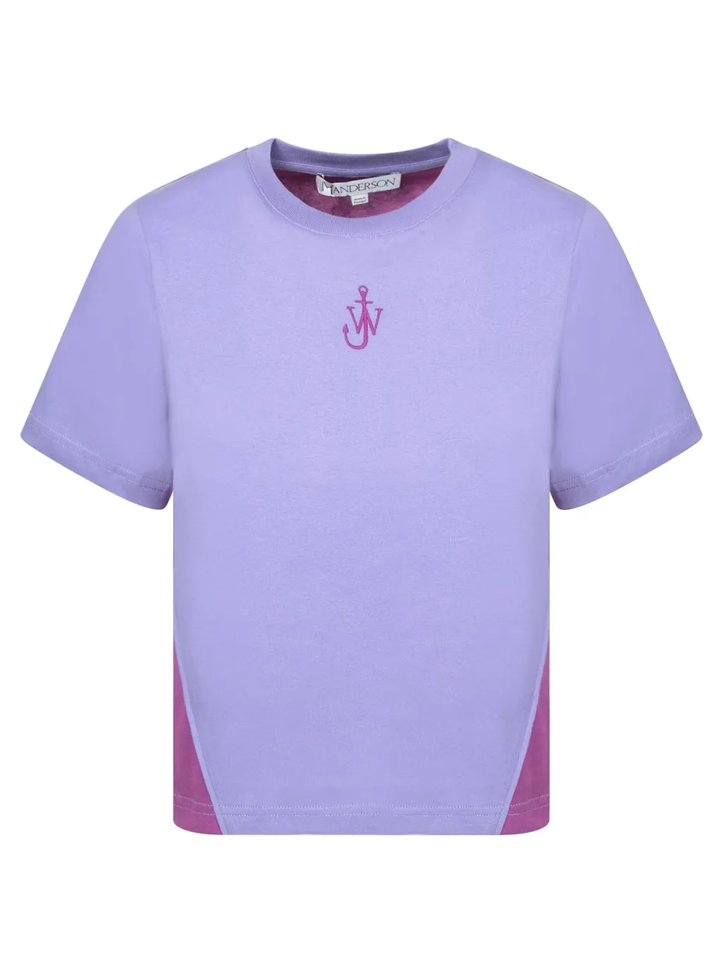 Jw Anderson Anchor Embroidery Panelled Cropped T-Shirt