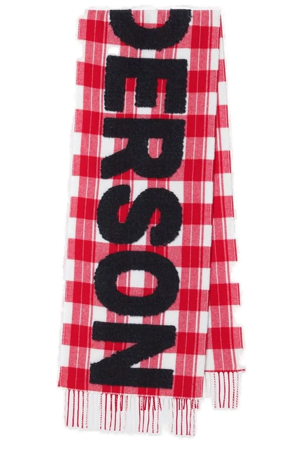 Jw Anderson Logo Detailed Checkered Scarf