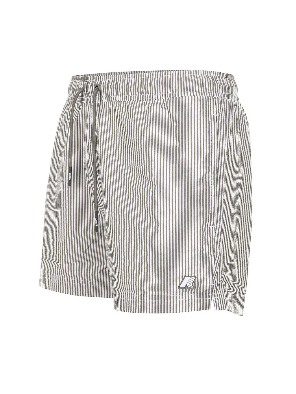 K-Way Logo Patch Striped Swim Shorts