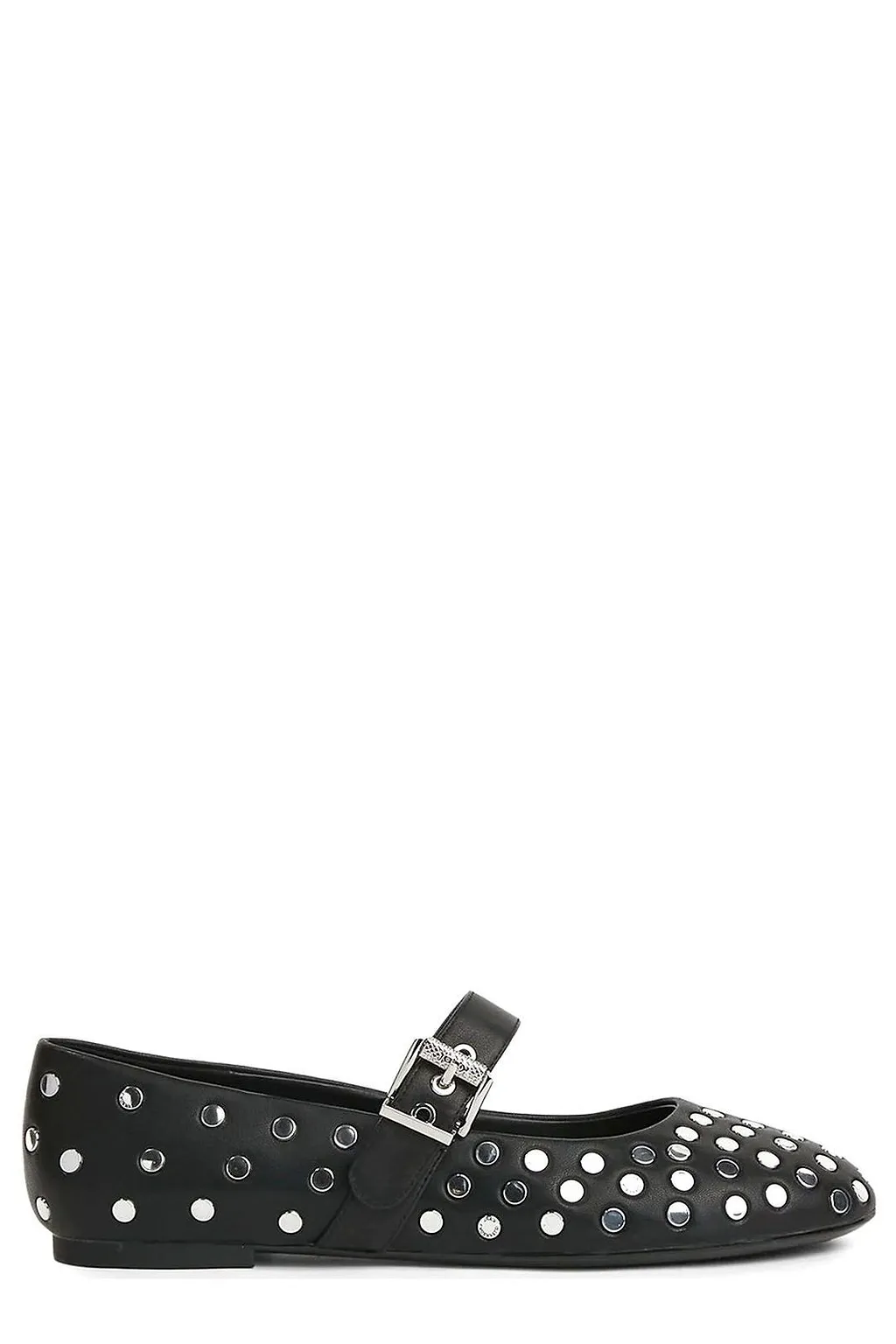 Karl Lagerfeld Stud-Embellished Almond Toe Ballet Flats