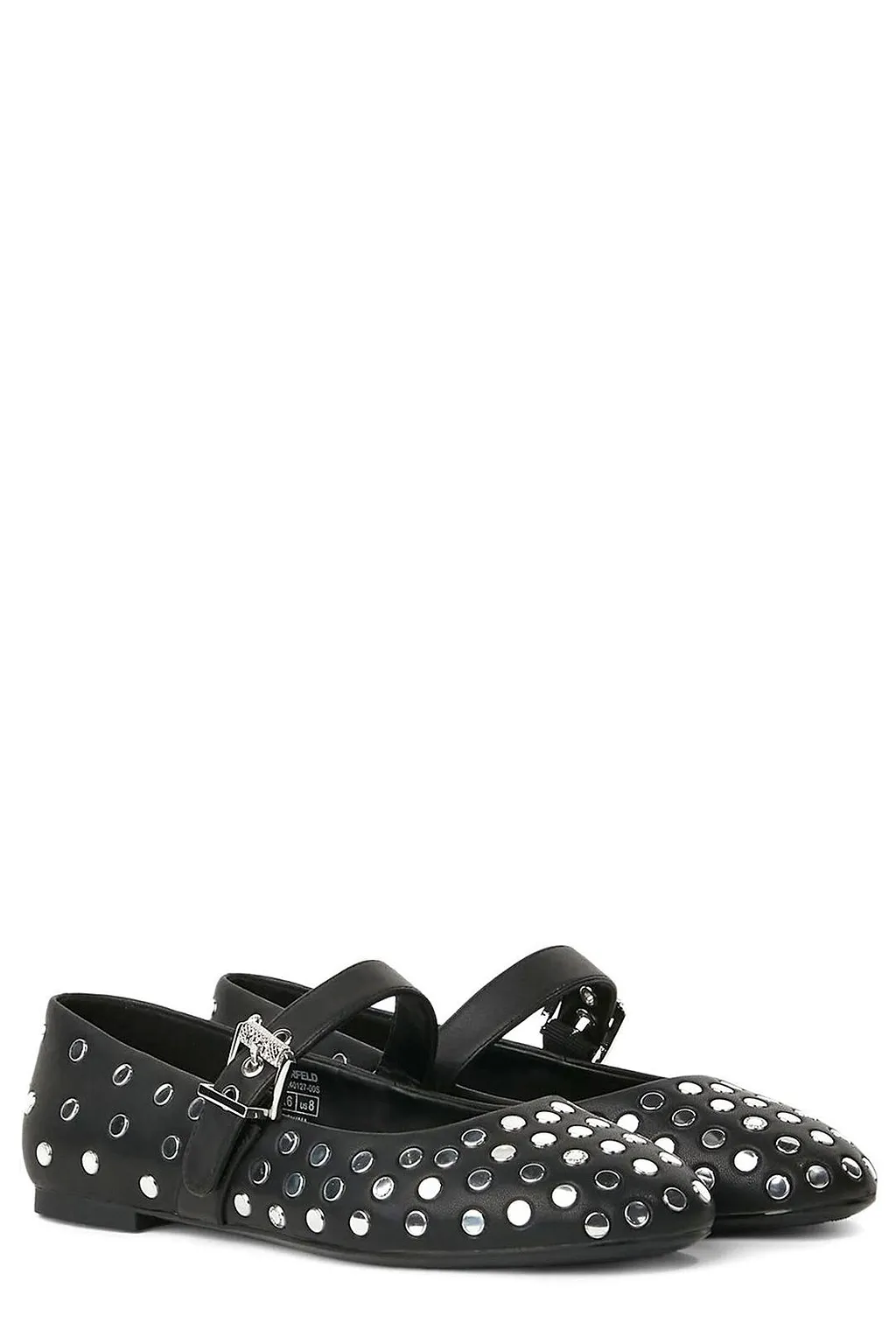 Karl Lagerfeld Stud-Embellished Almond Toe Ballet Flats