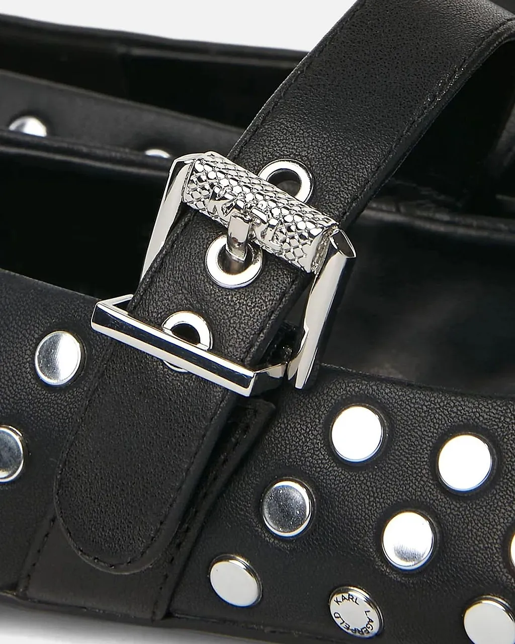Karl Lagerfeld Stud-Embellished Almond Toe Ballet Flats