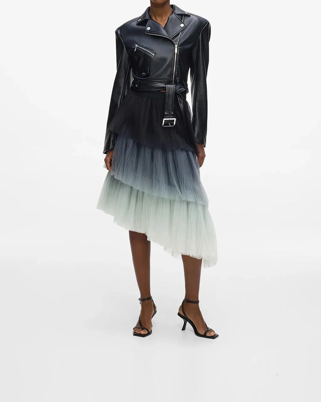 Asymmetric Pleated Tulle Skirt