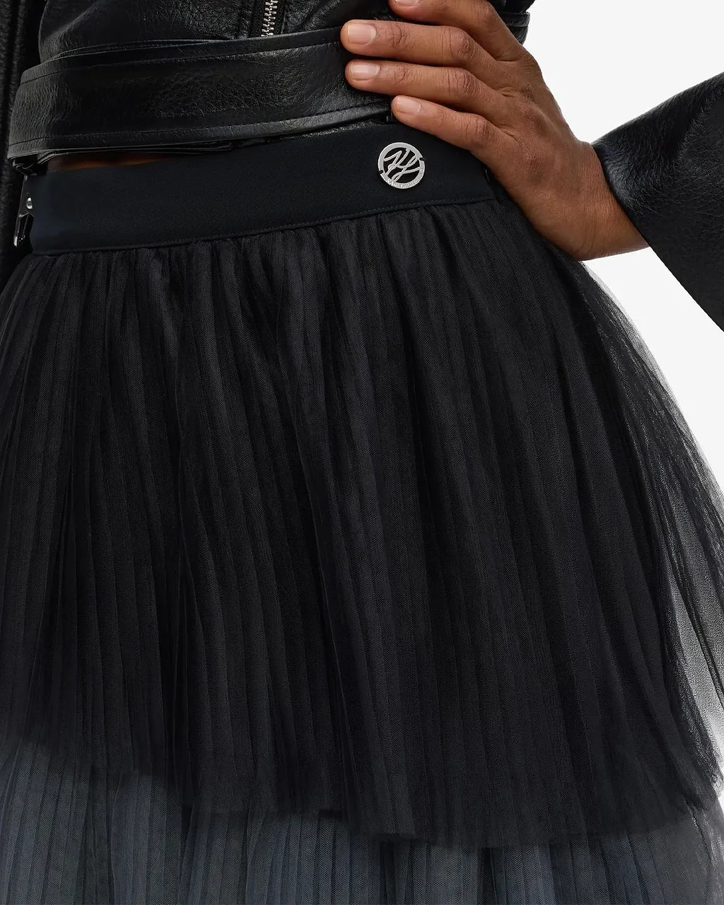 Asymmetric Pleated Tulle Skirt