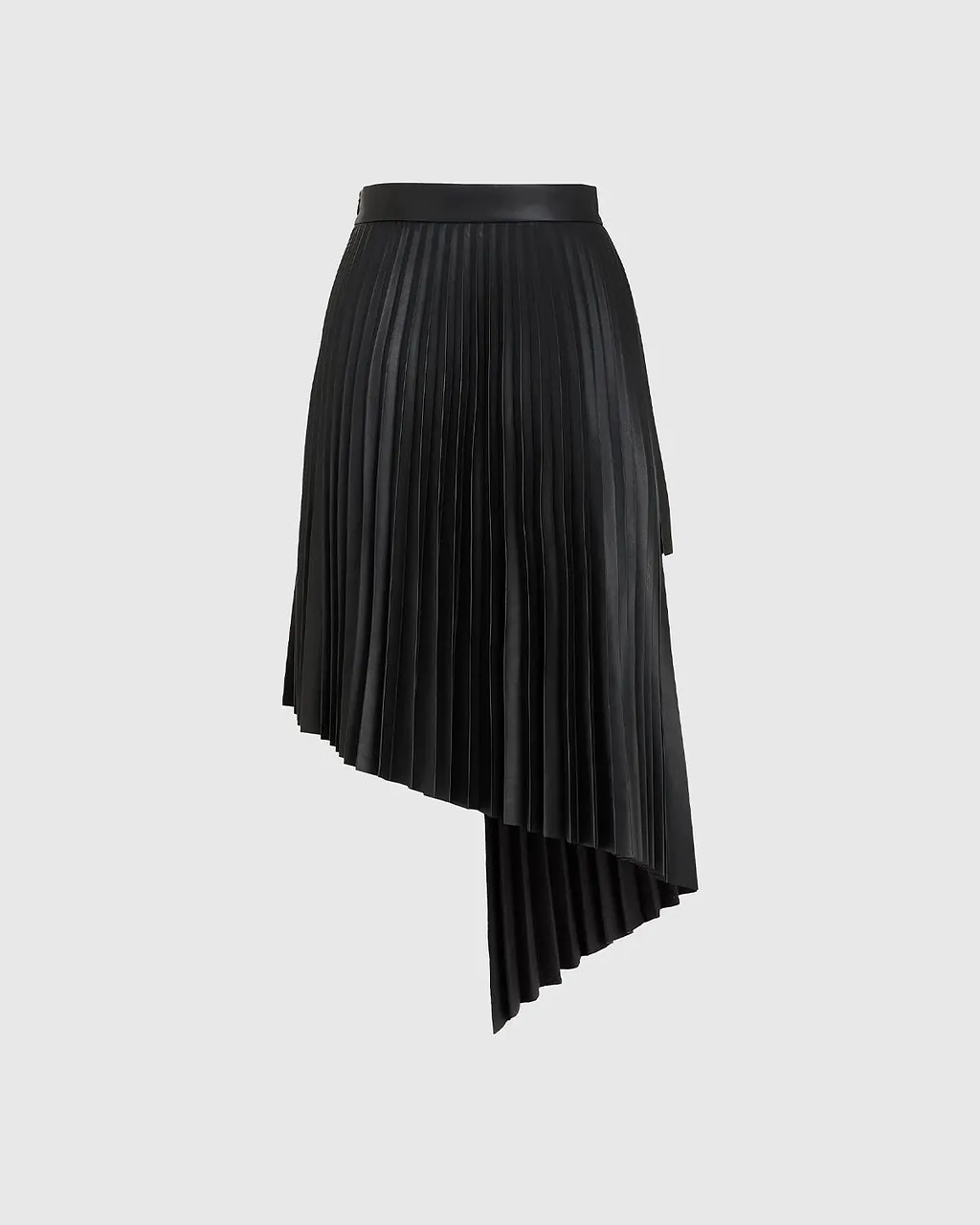 Asymmetric Pleated Midi Skirt
