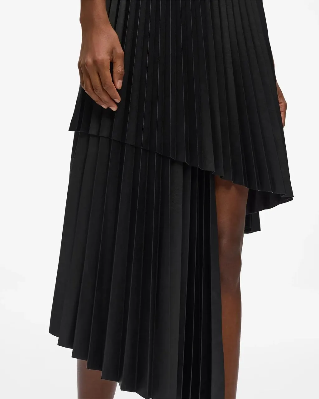 Asymmetric Pleated Midi Skirt
