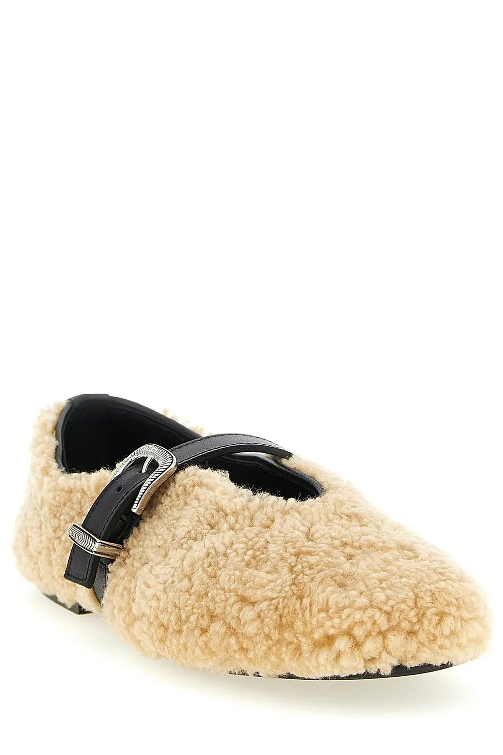Kate Cate Jude Buckled Shearling Ballet Flats