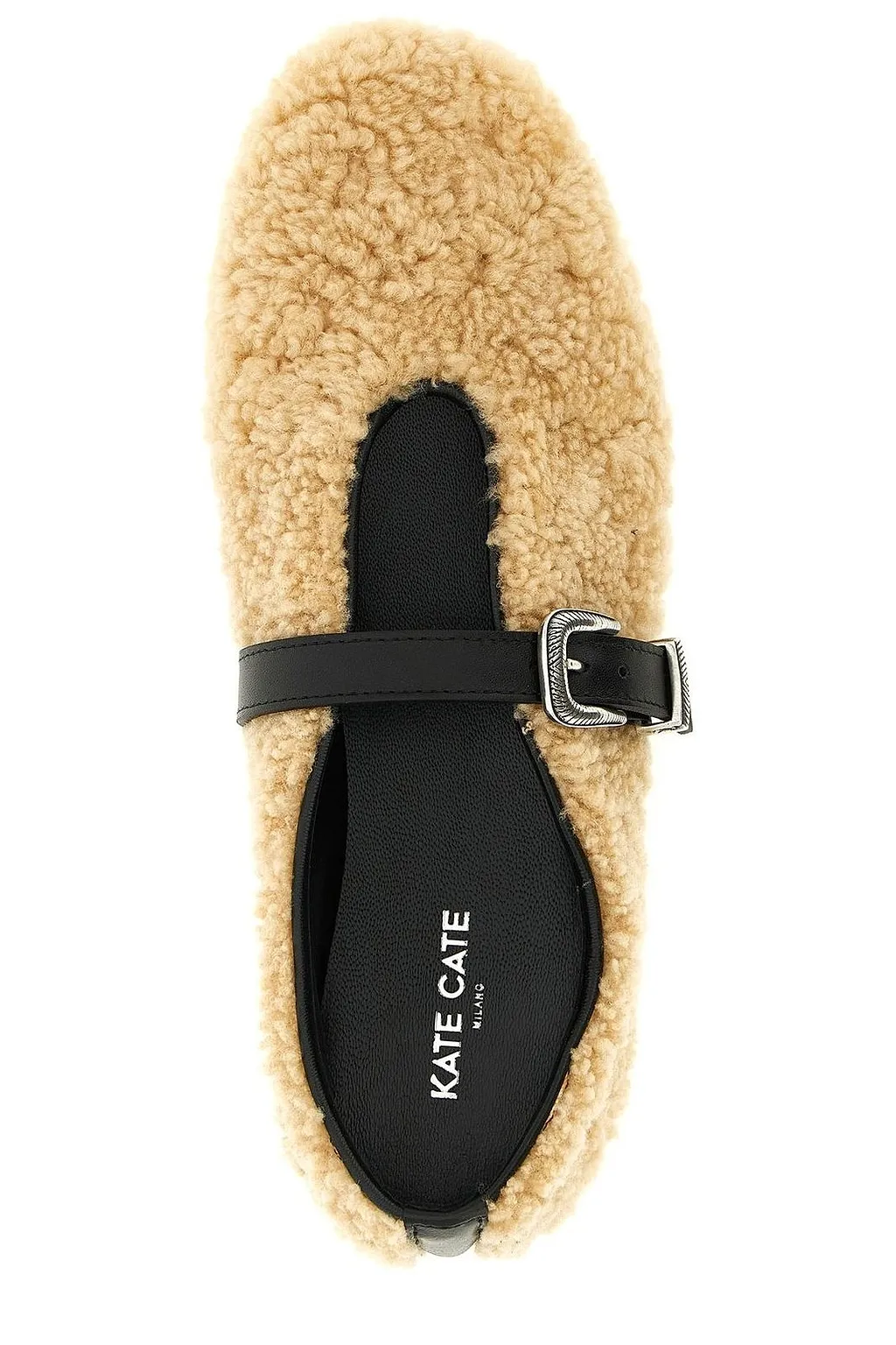 Kate Cate Jude Buckled Shearling Ballet Flats