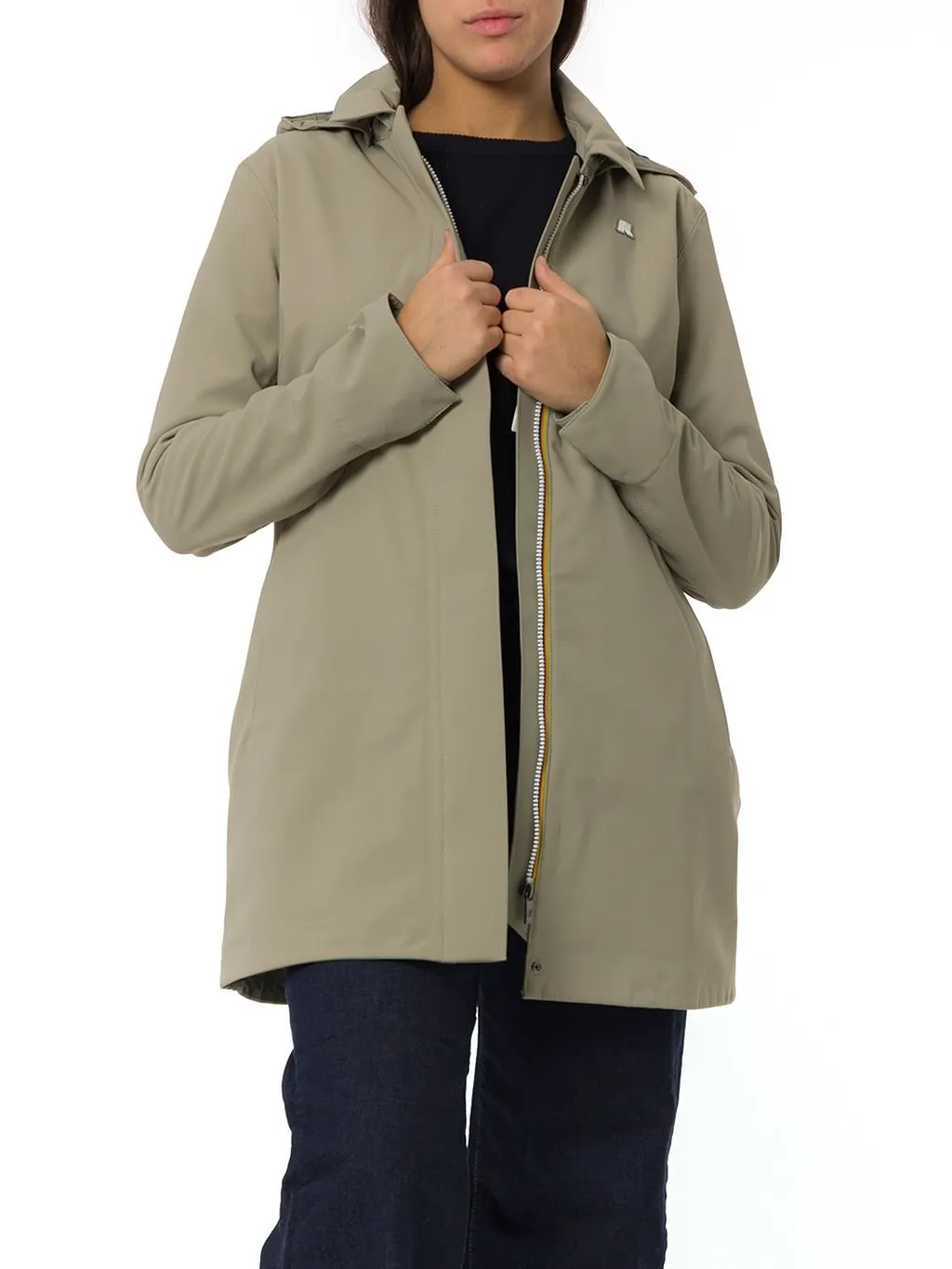 K-Way Slit-Detailed Hooded Coat