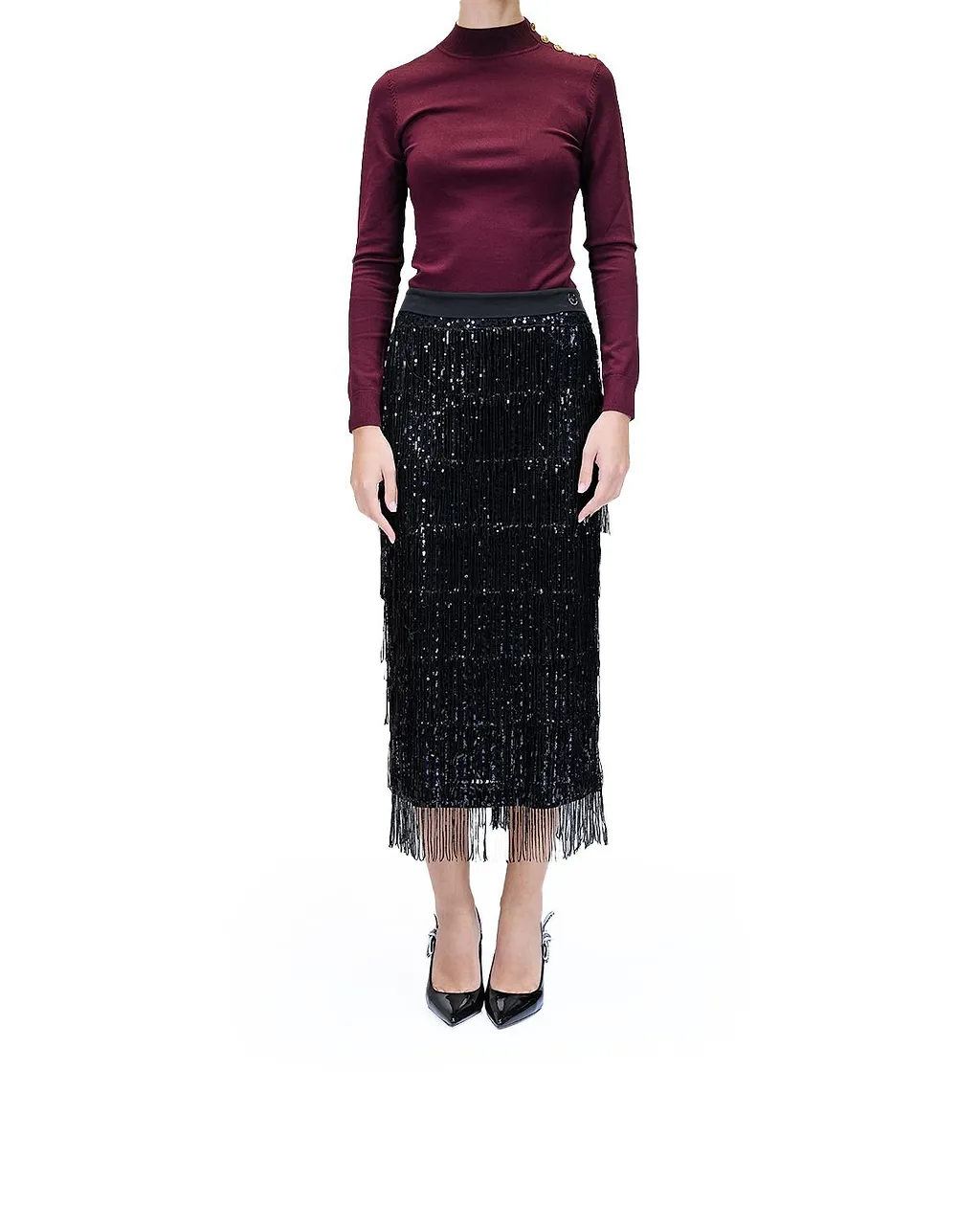 Karl Lagerfeld Fringed Sequin Skirt