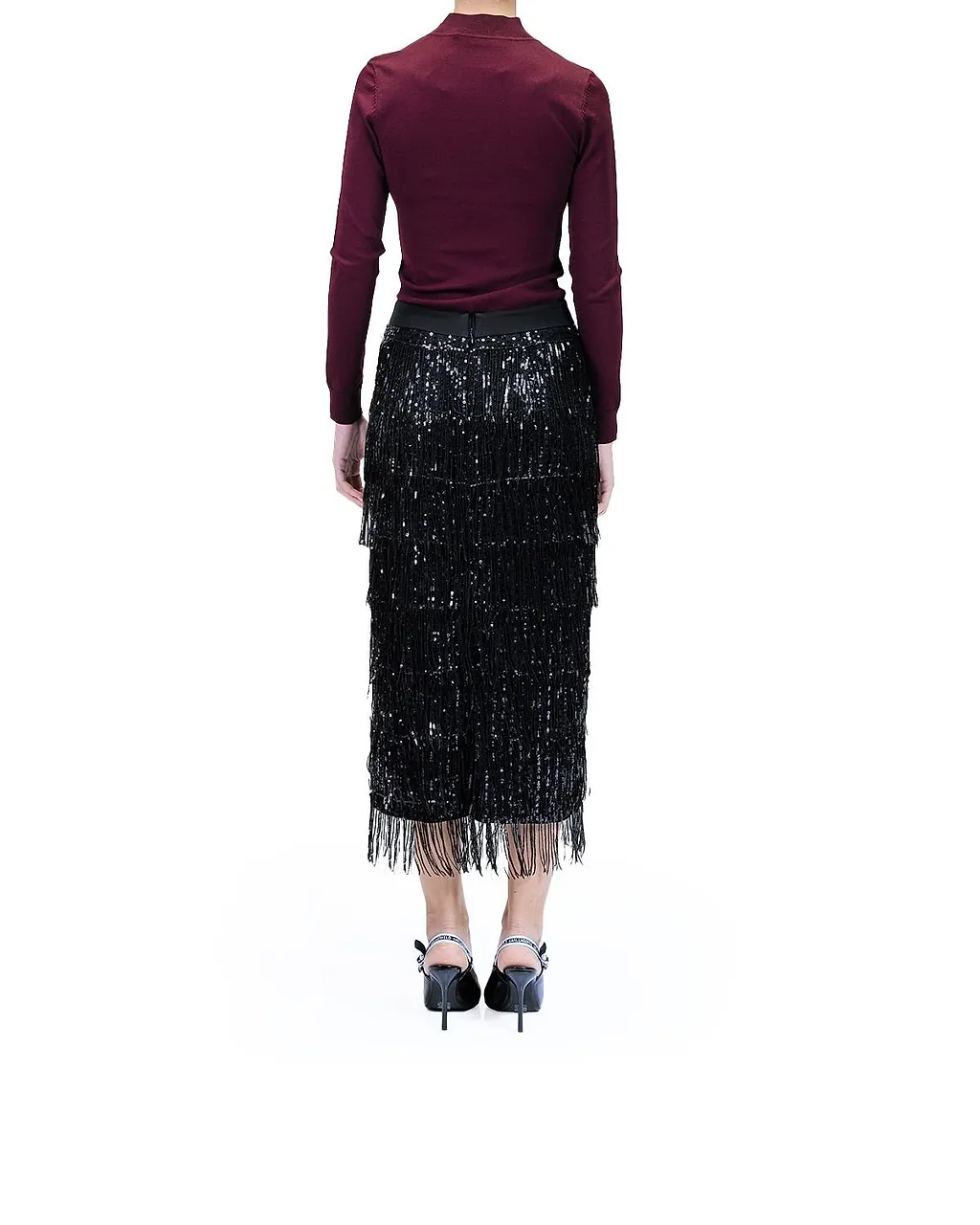 Karl Lagerfeld Fringed Sequin Skirt