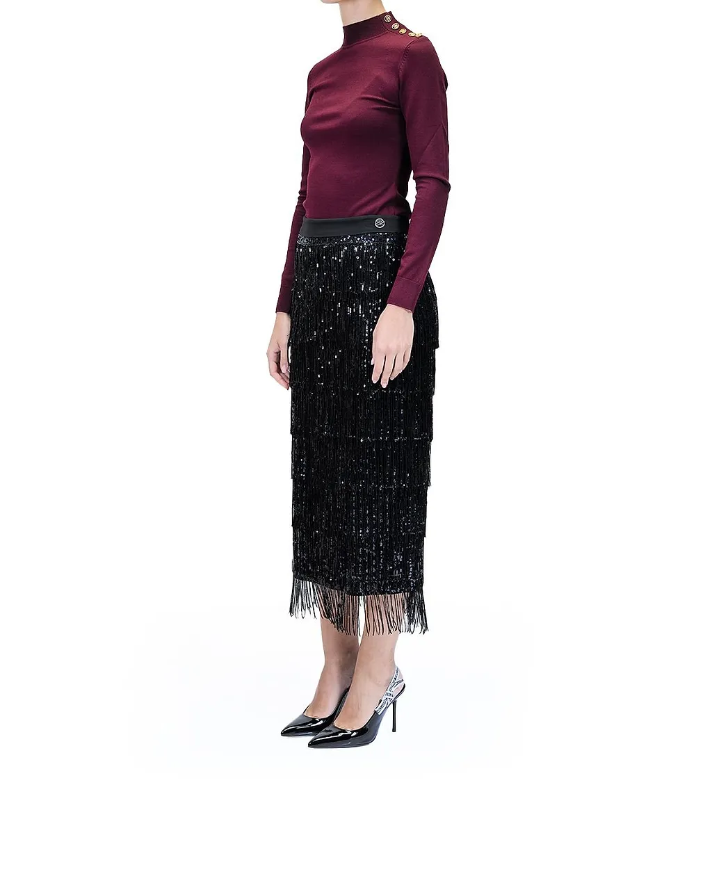 Karl Lagerfeld Fringed Sequin Skirt