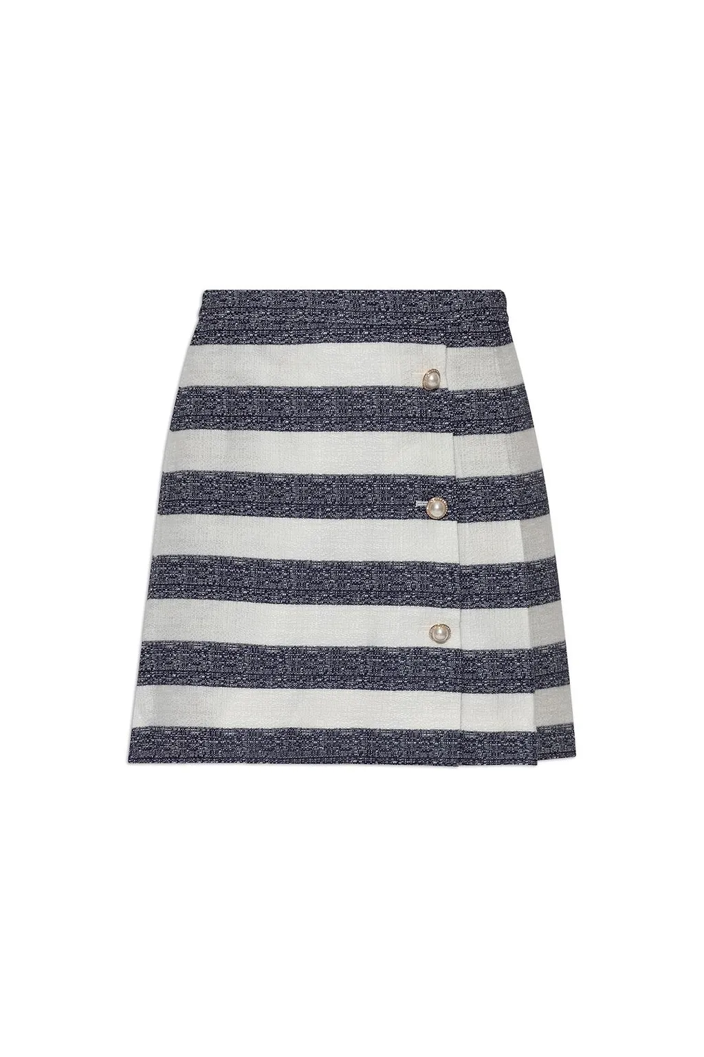 Striped Button Detail Skirt