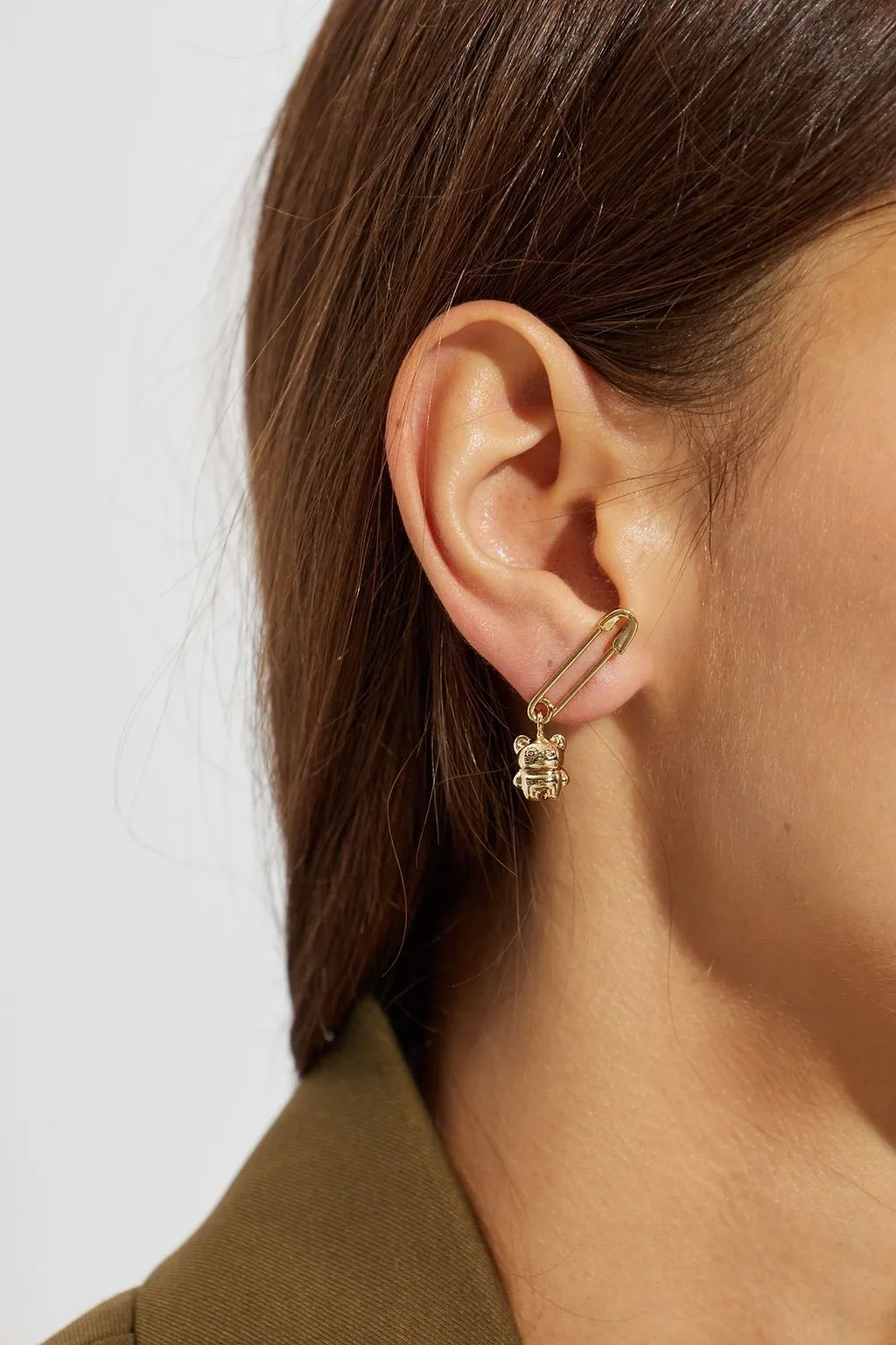 Teddy Safety Pin Earrings
