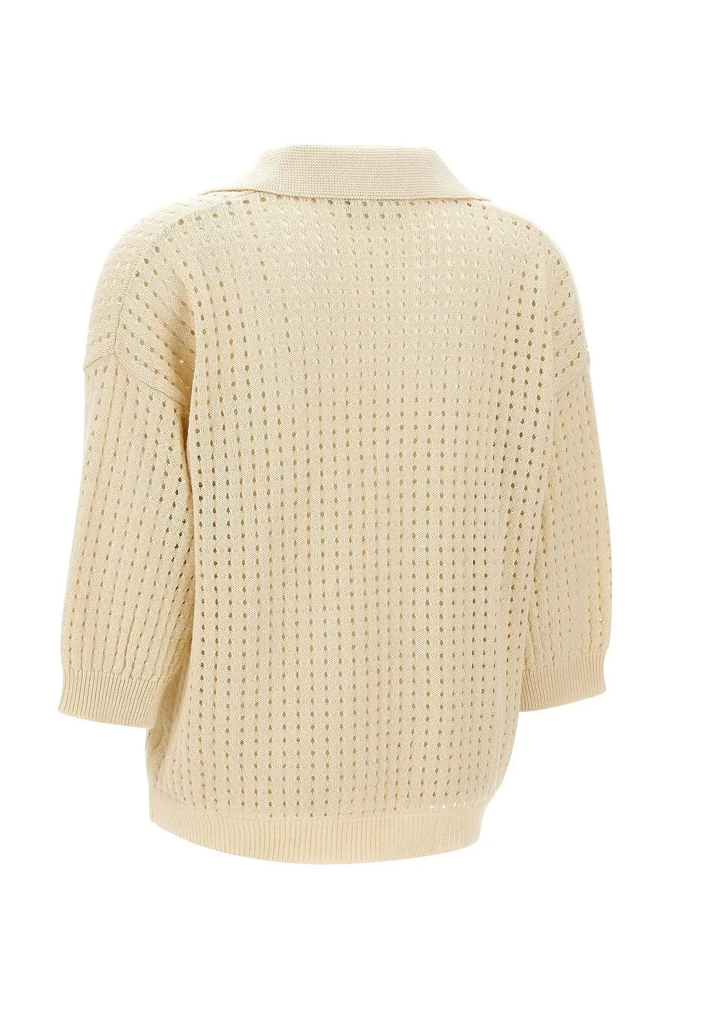 Kangra Openwork Polo Knitted Top