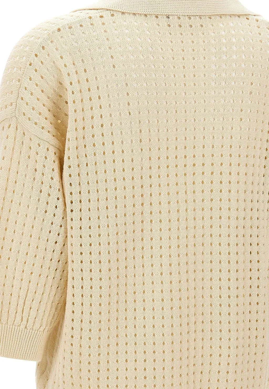 Kangra Openwork Polo Knitted Top