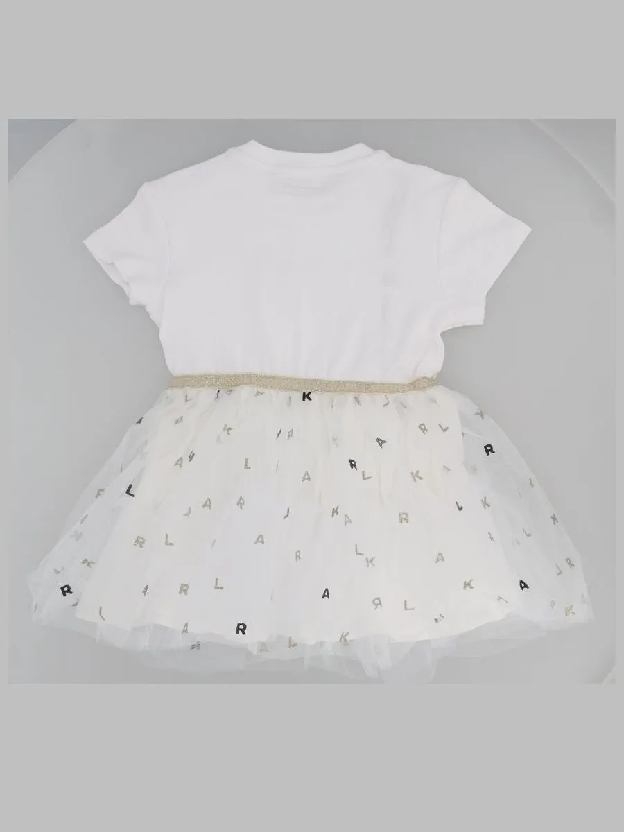 Karl Lagerfeld Kids Logo Tulle Skirt Dress
