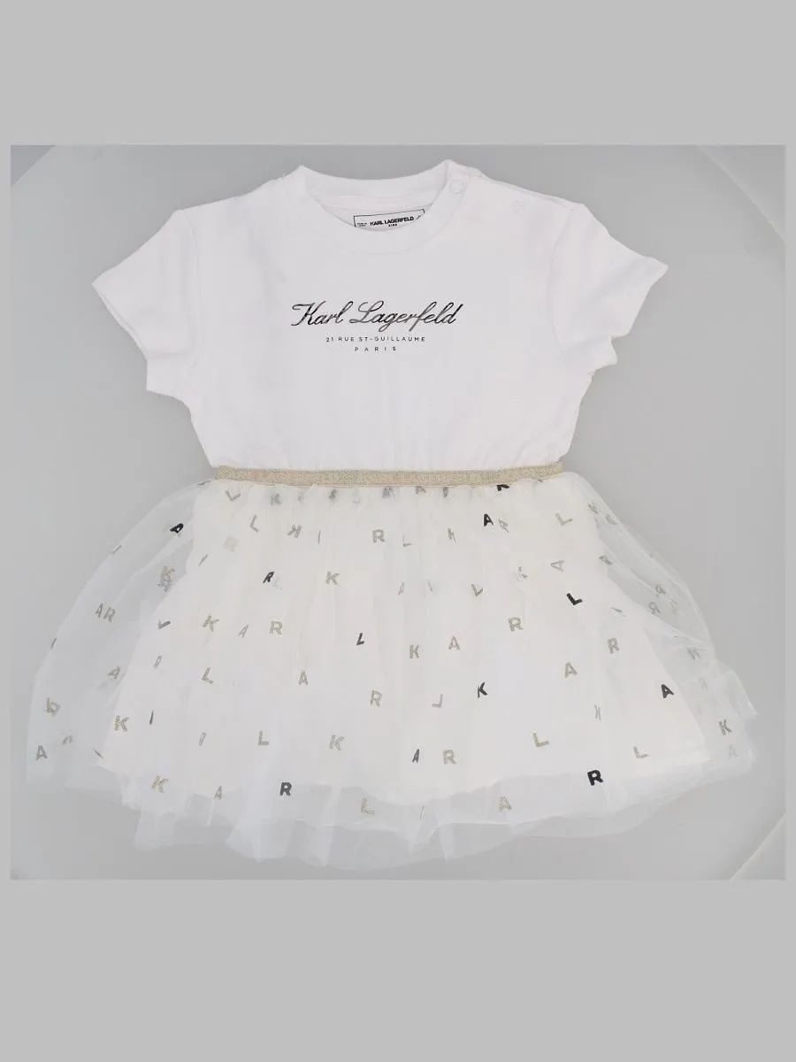 Karl Lagerfeld Kids Logo Tulle Skirt Dress