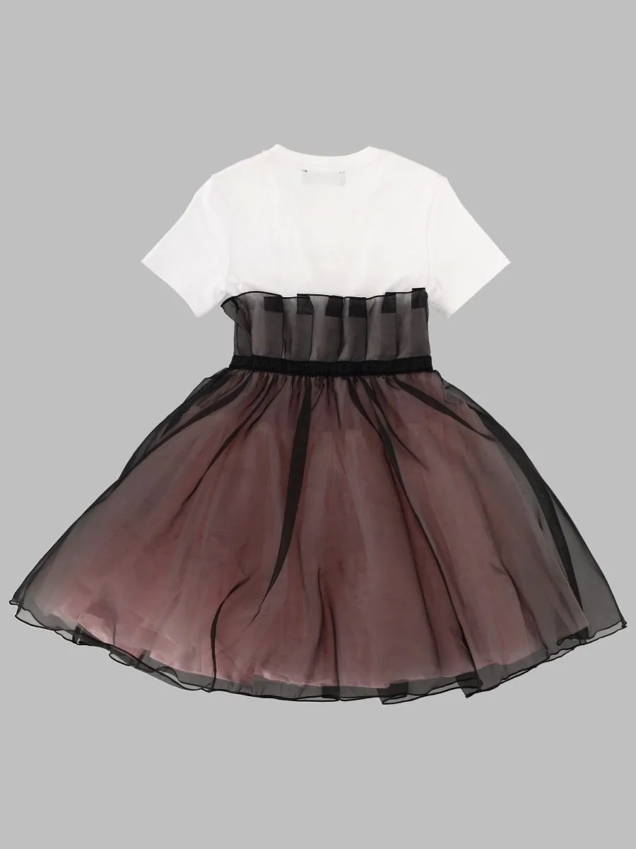 Karl Lagerfeld Kids Logo Tulle Dress