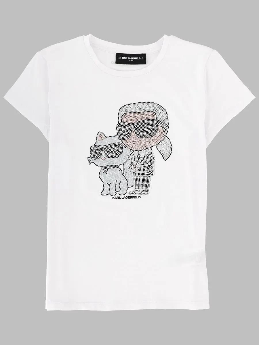 Karl Lagerfeld Kids Rhinestone Graphic T-Shirt