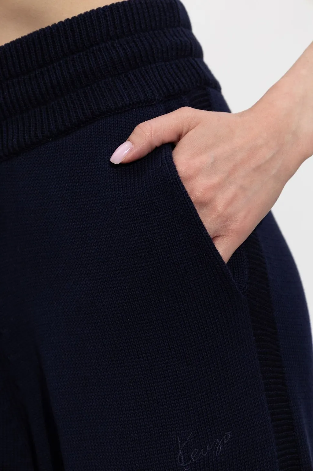 Kenzo Drawstring Wide-Leg Knitted Trousers
