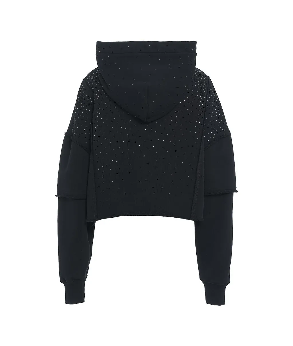 Embellished Cropped Hoodie