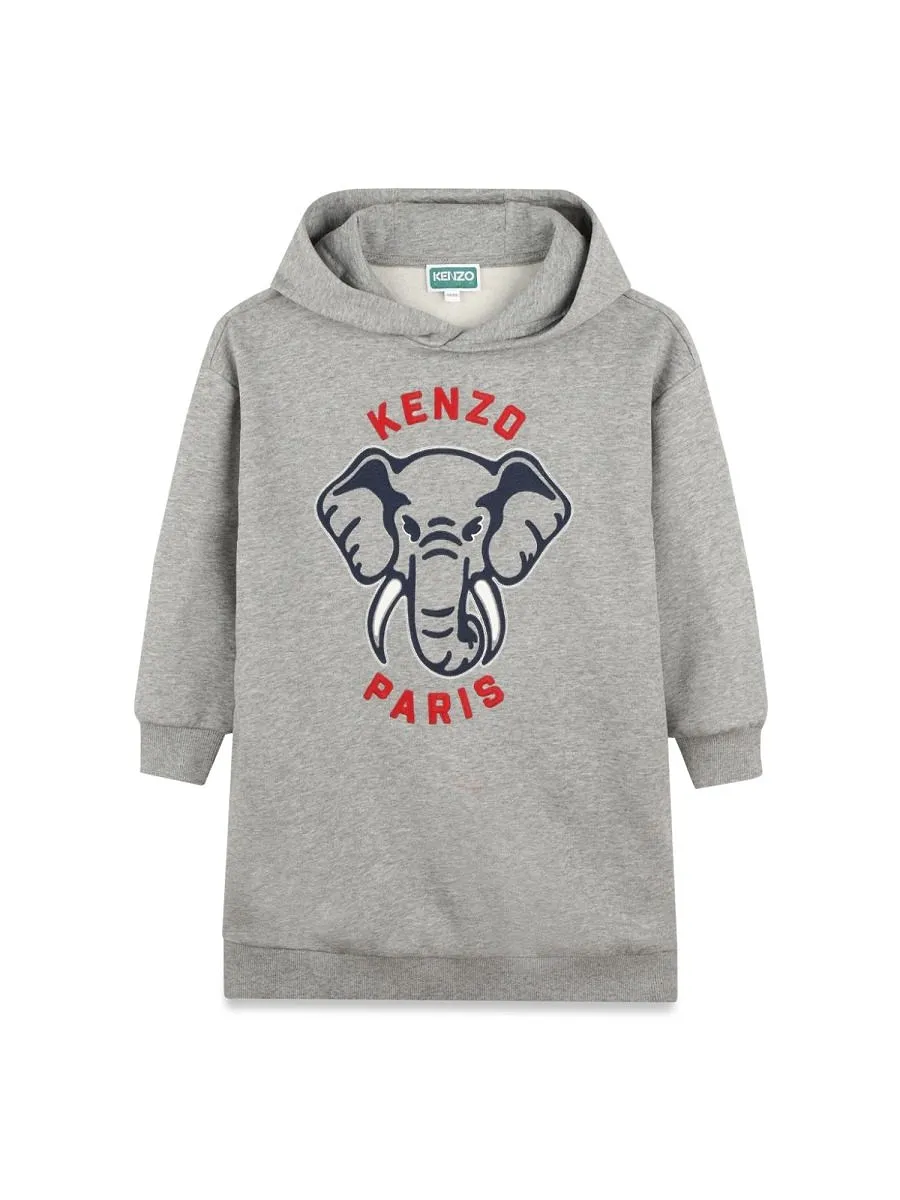Kenzo Kids Elephant Print Hooded Dress