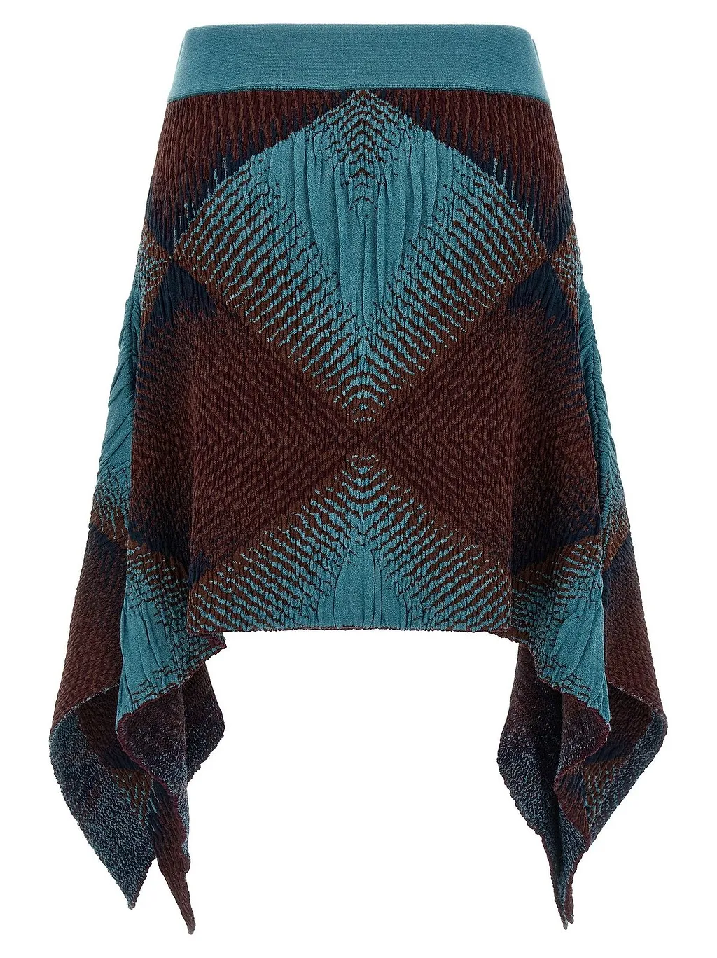 Ikat Argyle Asymmetric Knitted Skirt