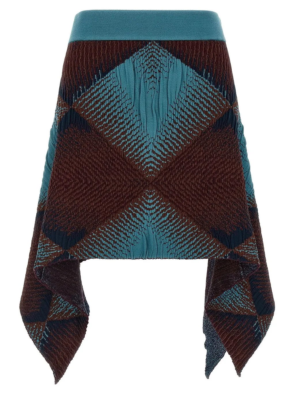 Ikat Argyle Asymmetric Knitted Skirt