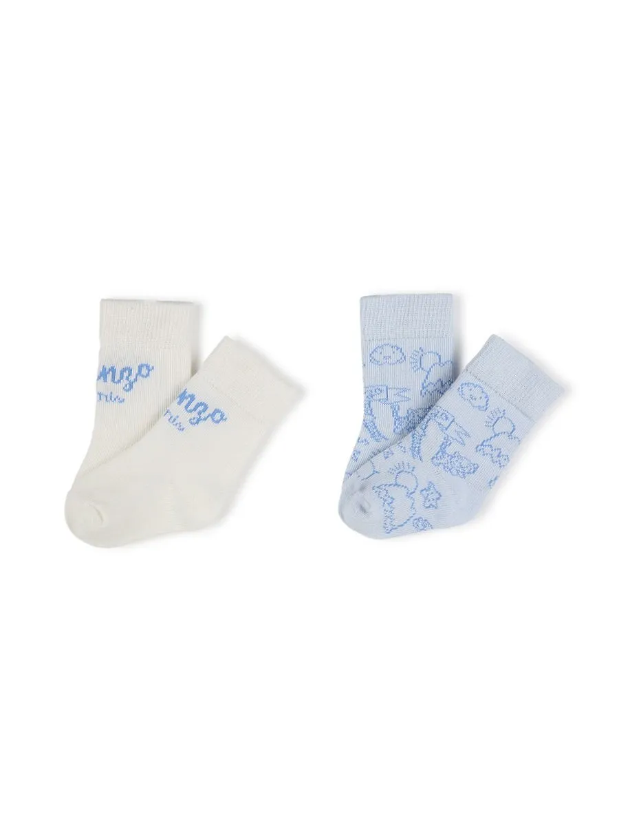 Kenzo Kids Logo Intarsia Pack Of Two Socks