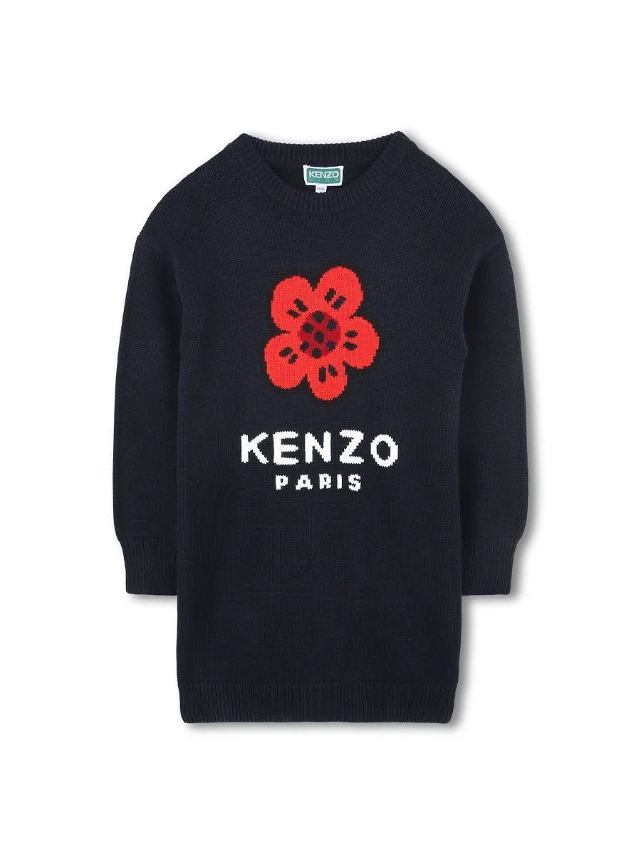 Kenzo Kids Logo Intarsia Knitted Dress