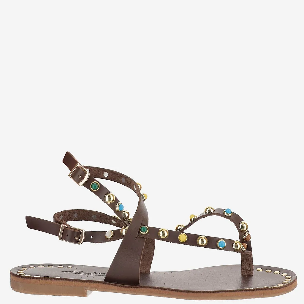 Naxos Studded Strappy Flat Sandals
