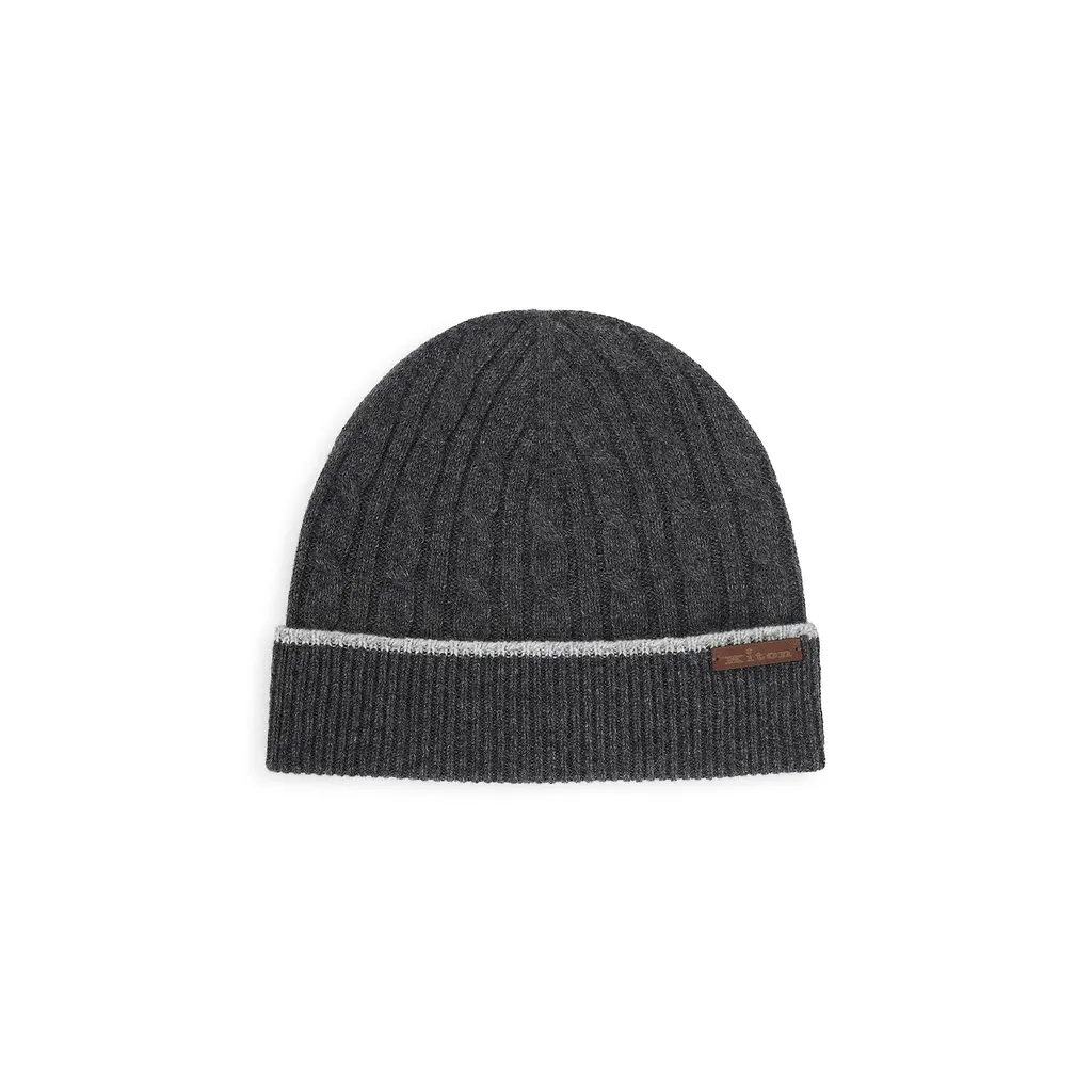 Kiton Cable-Knit Cuff Beanie Hat