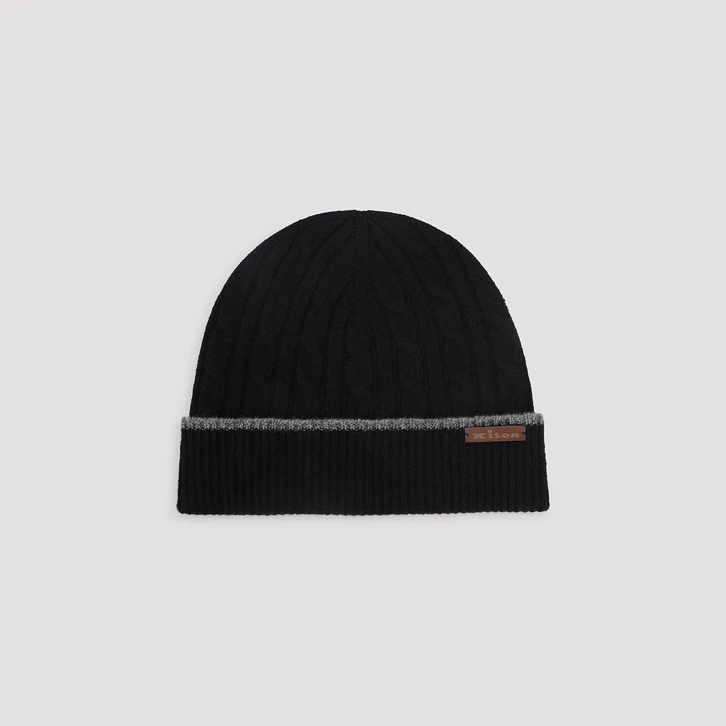 Kiton Cable-Knit Beanie Hat