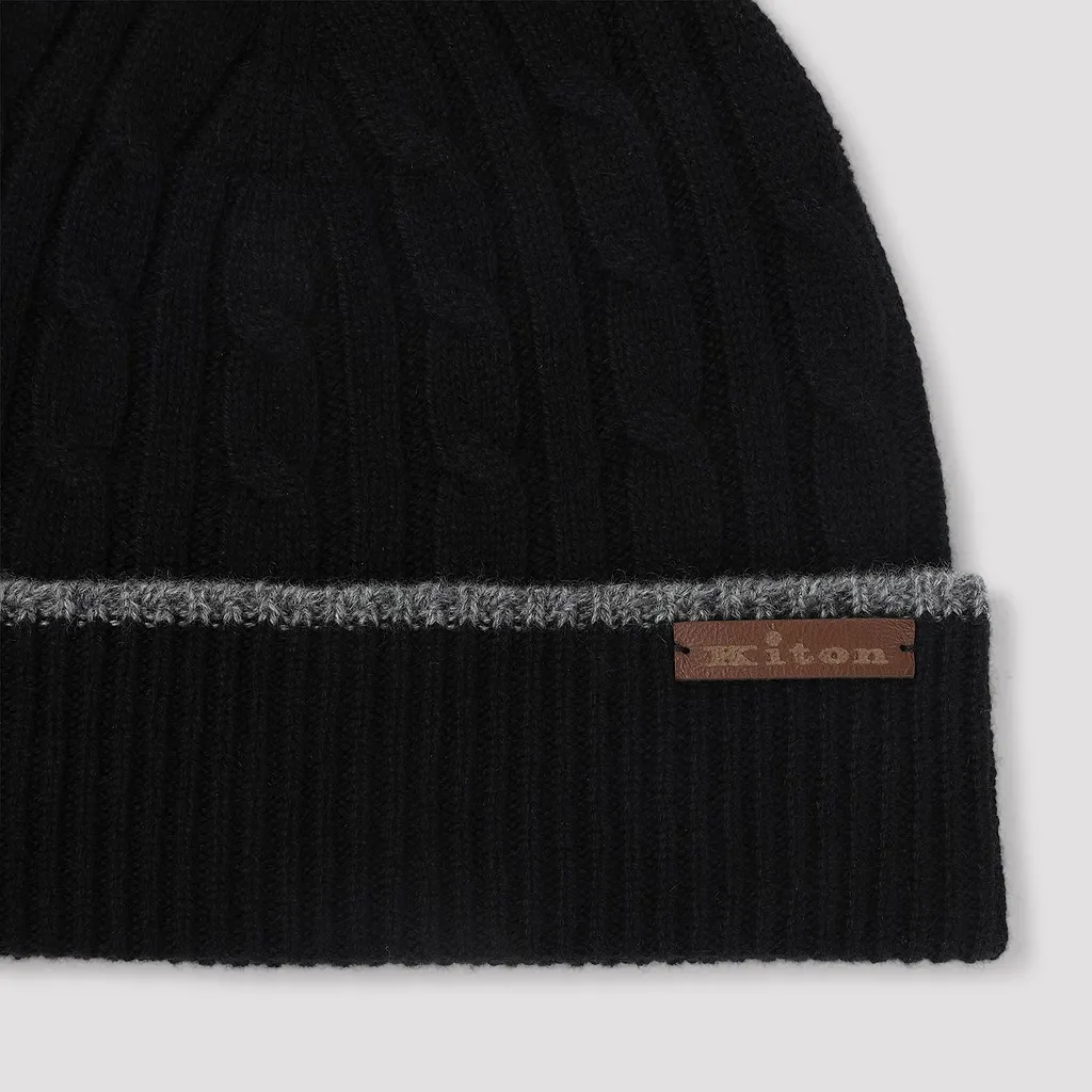 Kiton Cable-Knit Beanie Hat