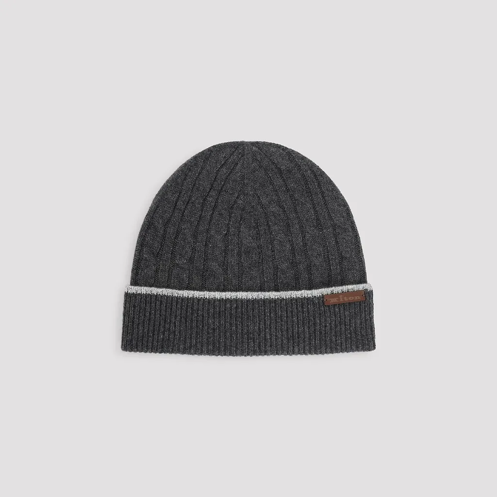 Kiton Cable-Knit Cuff Beanie Hat