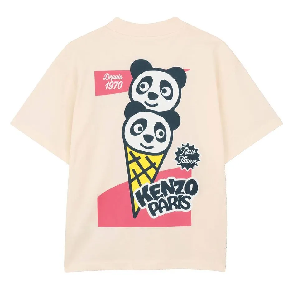 Kenzo Kids Panda-Printed V-Neck T-Shirt