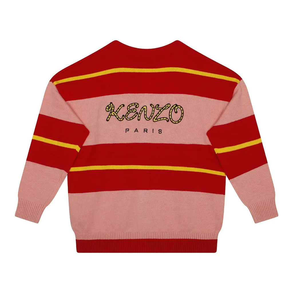 Kenzo Kids Striped Button-Up V-Neck Cardigan