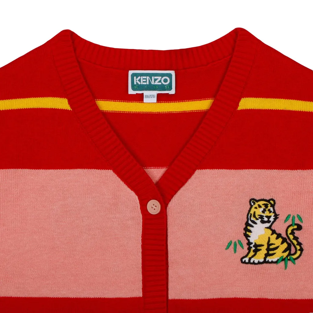Kenzo Kids Striped Button-Up V-Neck Cardigan