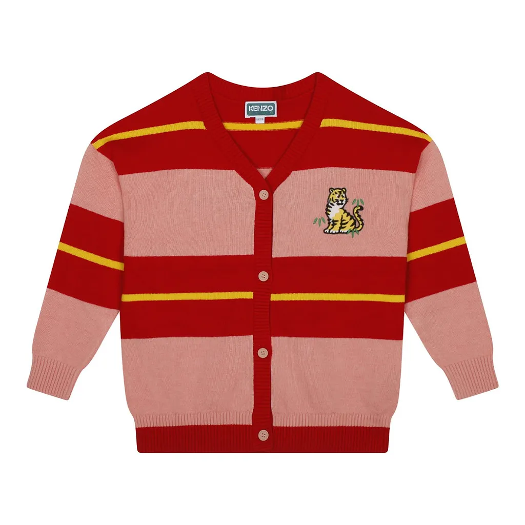 Kenzo Kids Striped Button-Up V-Neck Cardigan