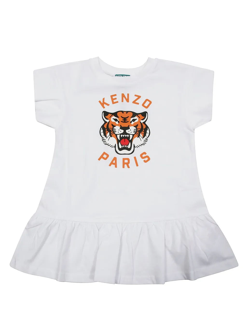 Kenzo Kids Tiger Printed Ruffle Hem Dress