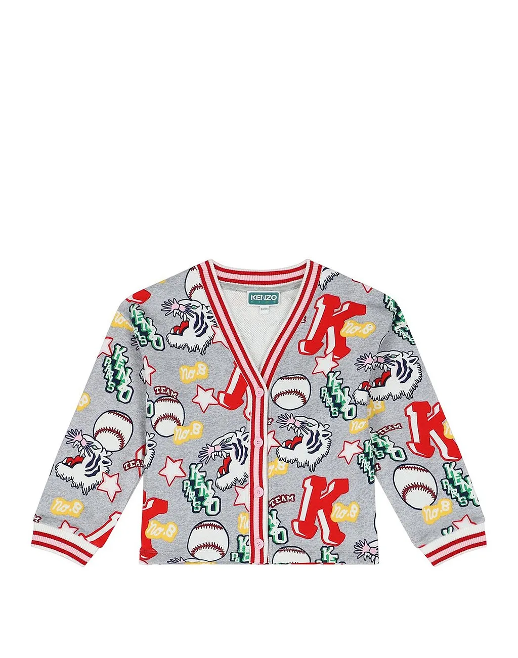 Kenzo Kids Varsity Tiger-Printed V-Neck Cardigan